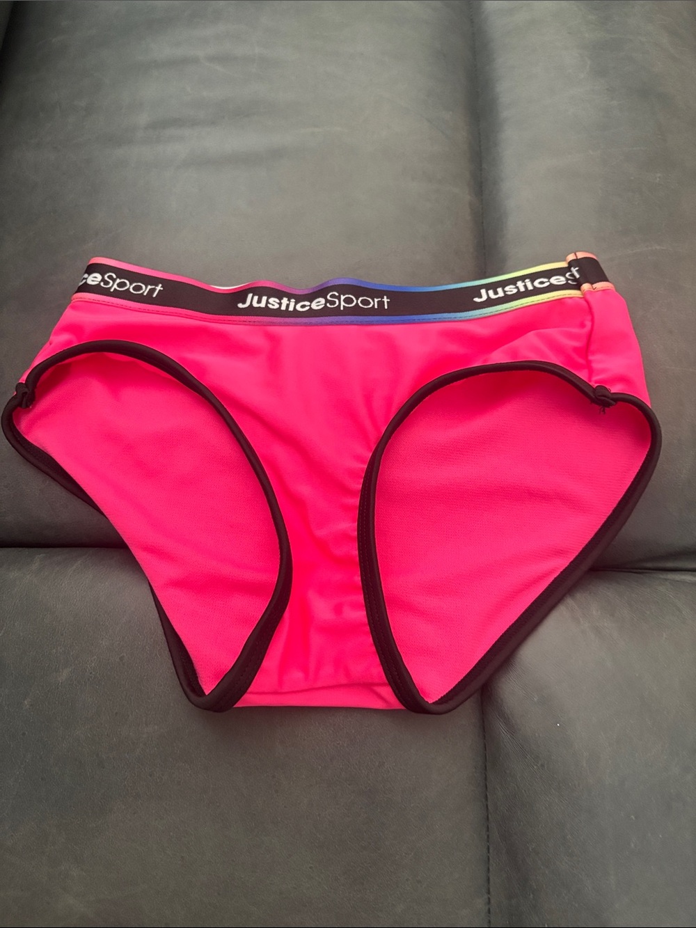 Justice Sport Hot Pink Swim Bottoms with Black Trim